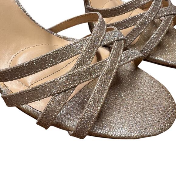 BADGLEY MISCHKA American Glamour Womens 10 Rose Gold Strappy Sparkle Sandal - Picture 10 of 16